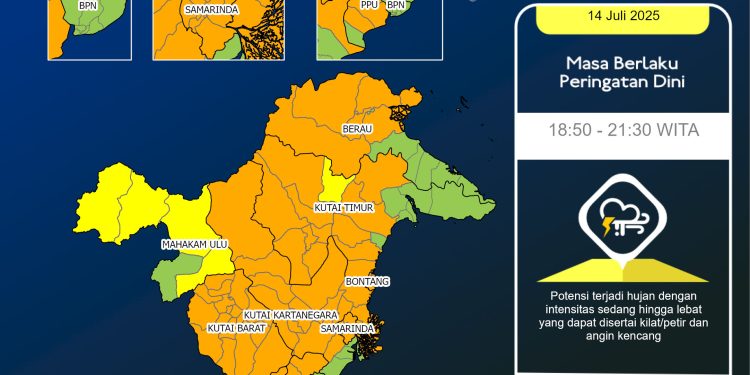 Cuaca Balikpapan dan Kaltim 15 Juli 2025 Badai Petir dengan Suhu 30 Derajat